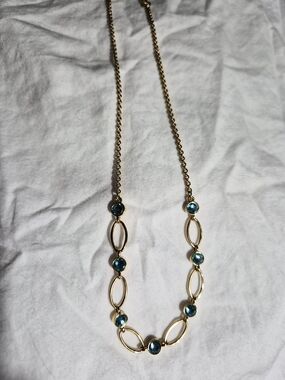 Touchstone Crystal Gold-Tone Necklace with Blue Stones